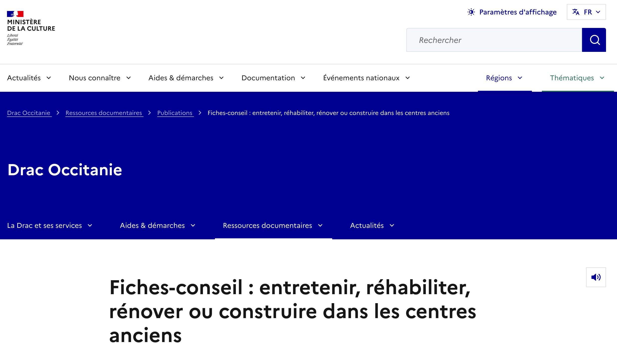 vue du site web de la DRAC